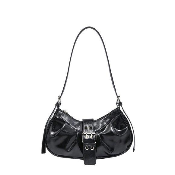 Pu Leather Punk Rivet Shoulder Bags Vintage Handbag Purses Dark Black :< - Picture 1 of 7